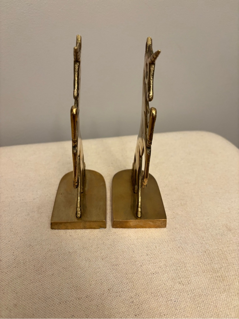 Vintage Solid Brass Rearing Unicorn Bookends Mid Century Hollywood Regency Set - Picture 10 of 16